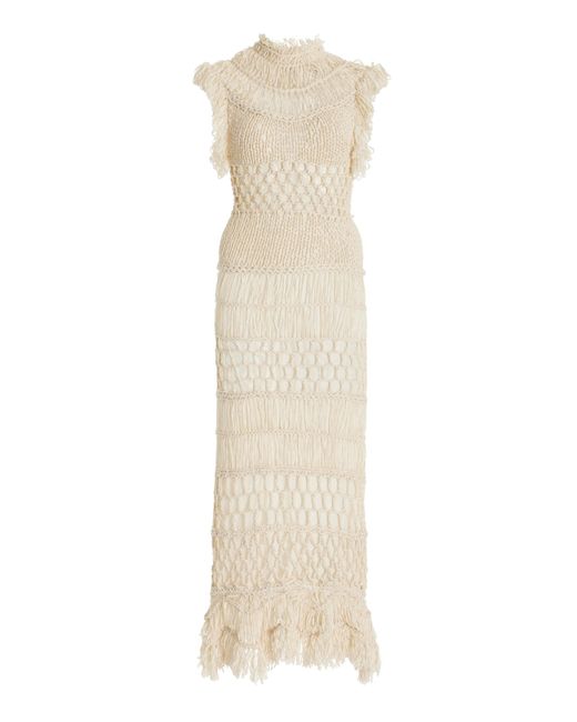 Fil De Vie White Isadora Crocheted Cotton-blend Maxi Dress