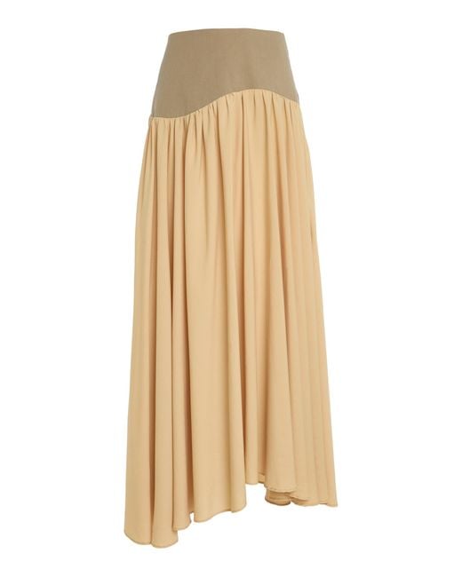 Sloan Natural Exclusive Long Wave Stretch-Crepe Skirt