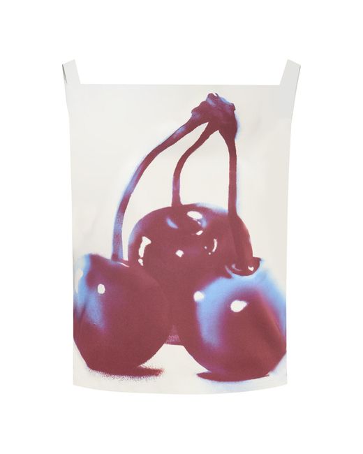 Jil Sander Pink Cherry Satin Cropped Top