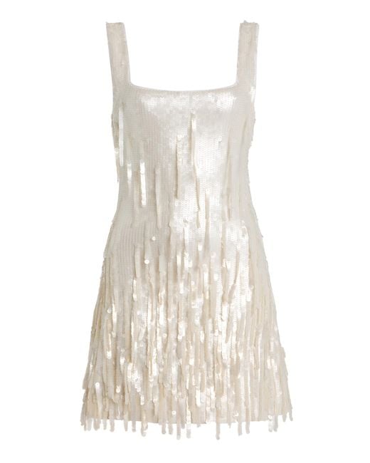 Staud Natural Le Sable Sequined Mini Dress