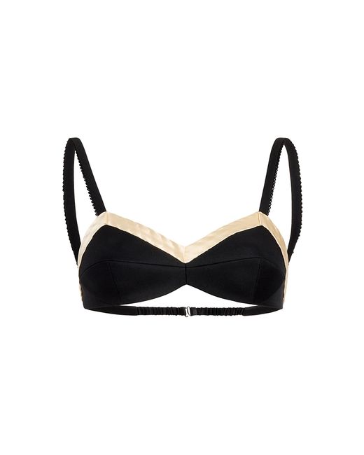 Khaite Black Vernon Contrast Wool-Silk Bra Top