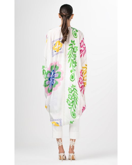 Silvia Tcherassi White Adaya Printed Silk Tunic