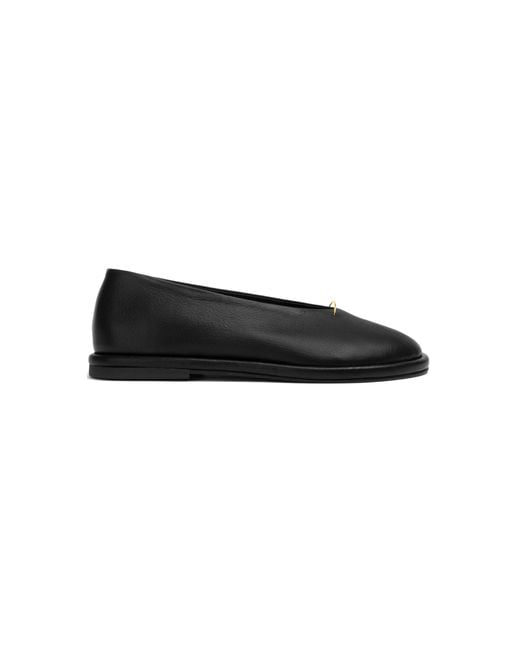 Hvoya Black Sunlight Hardware-detailed Leather Ballet Flats