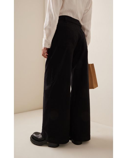 Proenza Schouler Black Raver High-rise Cotton Twill Wide-leg Pants
