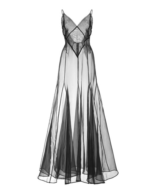 Kamperett White Lalique Silk Organza Gown