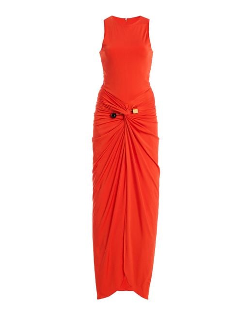 Silvia Tcherassi Red Exclusive Leni Draped Jersey Maxi Dress