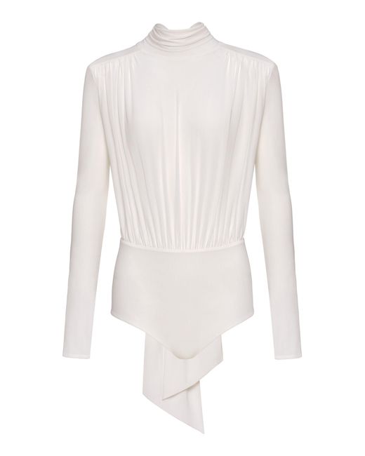 Magda Butrym White Long-Sleeve Turtleneck Bodysuit