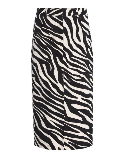 Franchise White Tina Zebra Print Cotton Skirt