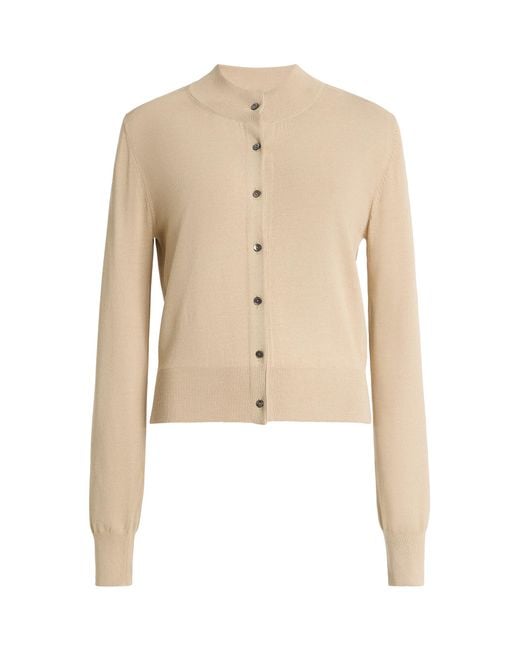 Brandon Maxwell Natural Aubrey Crew Neck Cardigan