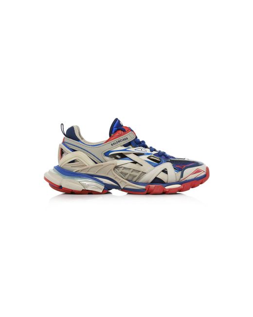 Balenciaga Blue Track 2.0 Leather And Mesh Trainers for men