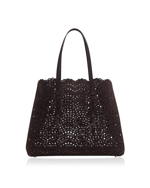 Alaïa Black Mina 37 Nubuck Leather Shoulder Bag