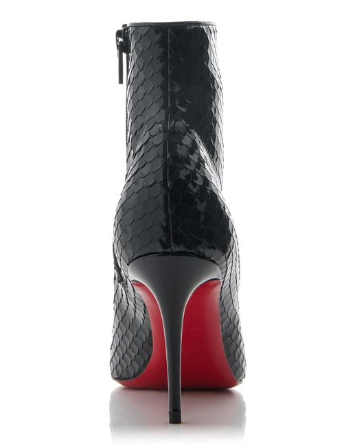Christian Louboutin Black So Kate 85mm Croc-effect Patent Leather Ankle Boots