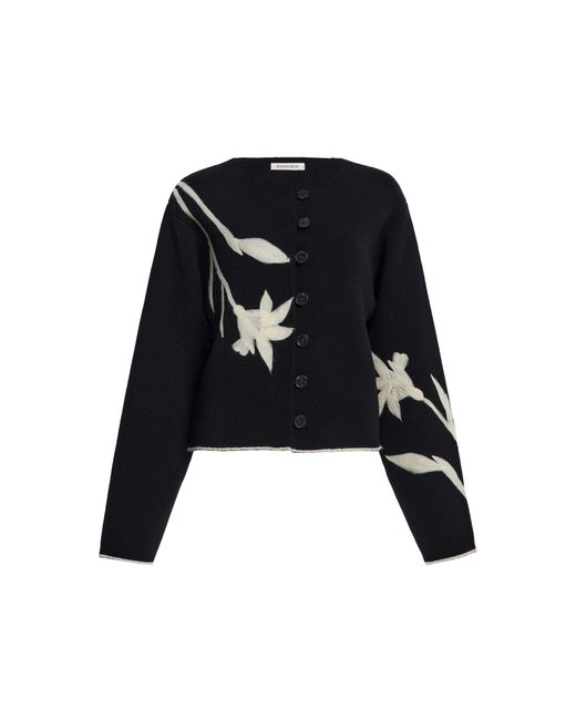 By Malene Birger Black Kallea Floral Wool Cardigan