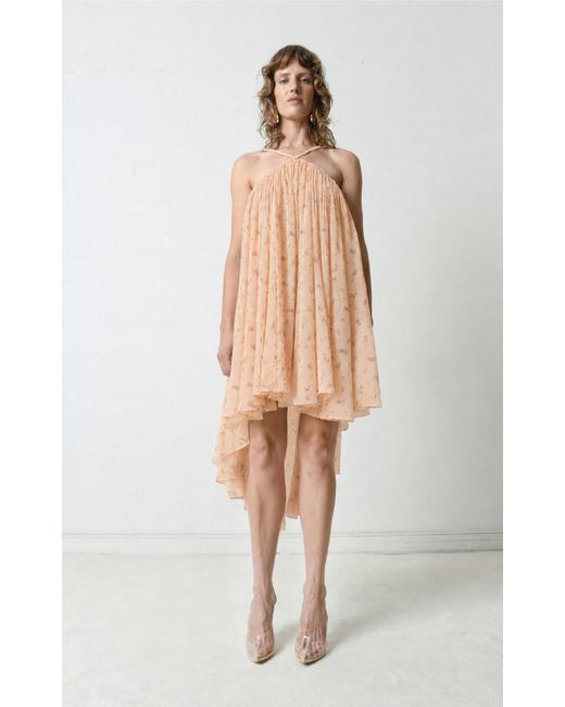 Franchise Natural Diana Cotton-Blend High-Low Dress