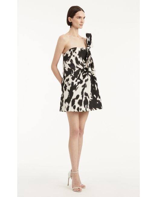 Oscar de la Renta Black Asymmetric Crepe Mini Dress