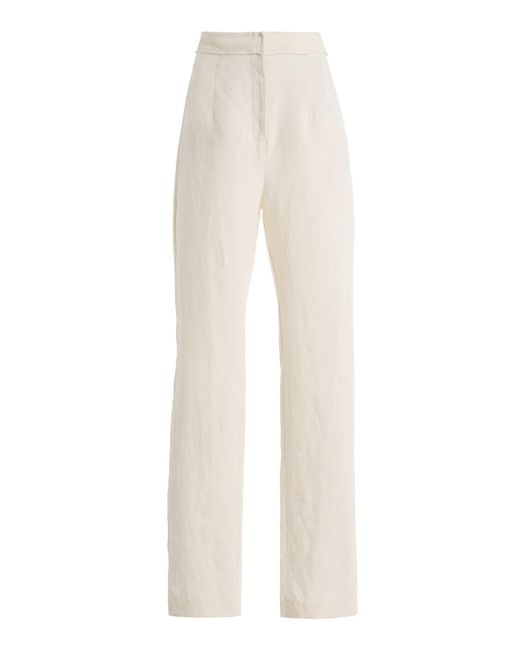 Mel Usine White Louane Linen Deconstructed Cincher Pants