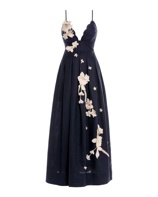 Agua Bendita Blue Sula Cauca Linen Maxi Dress