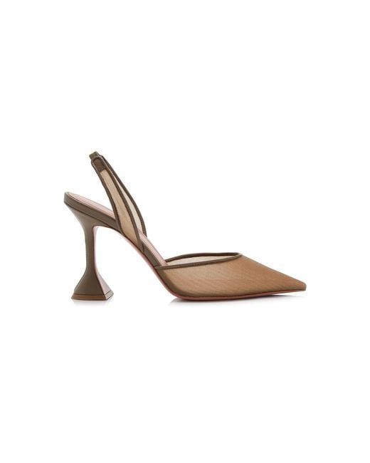 AMINA MUADDI Metallic Holli Mesh Slingback Pumps