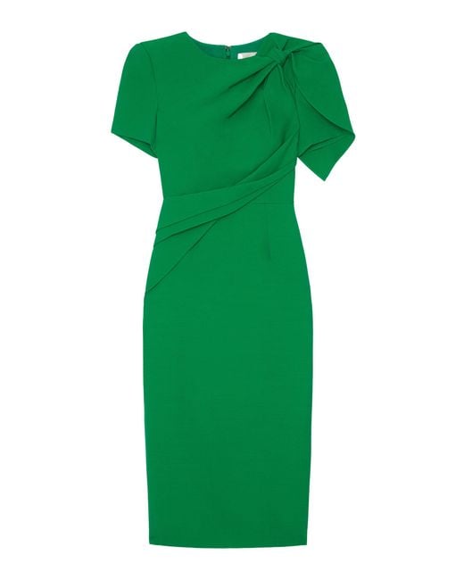 Roland Mouret Green Silk And Wool Midi Dress