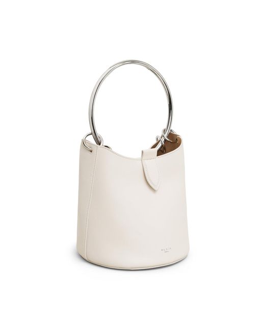 Alaïa White Ring-handle Leather Bucket Bag