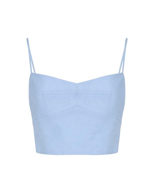 Cala De La Cruz Blue Exclusive Lorenzo Linen Crop Top