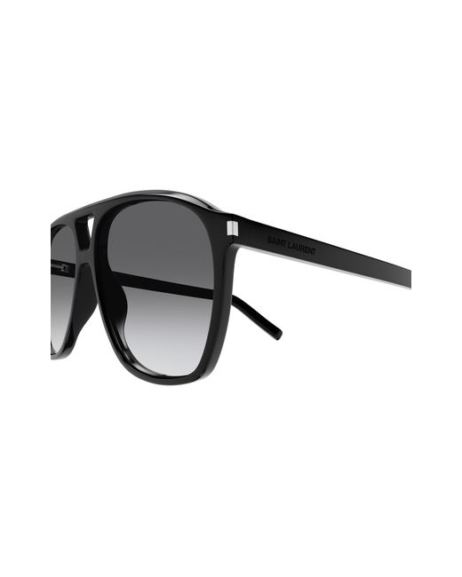 Saint Laurent Black Dune Aviator-frame Acetate Sunglasses