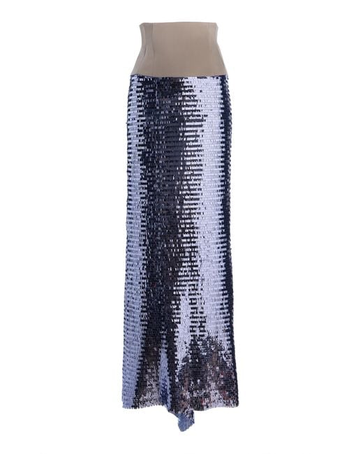 SEV Blue Sequined Maxi Skirt