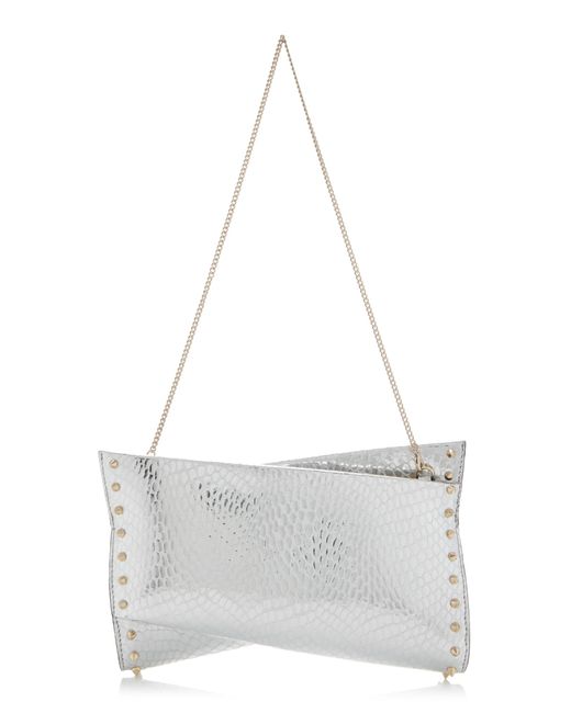 Christian Louboutin White Small Loubitwist Croc-effect Leather Bag