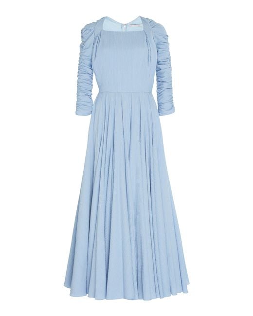 Emilia Wickstead Blue Jordin A-line Cotton-blend Dress
