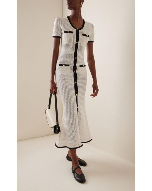 Self-Portrait White Knit Midi Dress