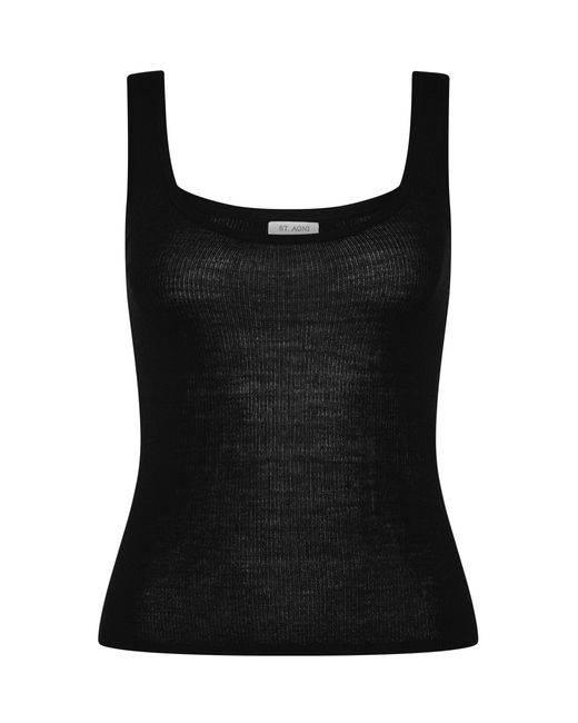 St. Agni Black Superfine Merino Wool Tank
