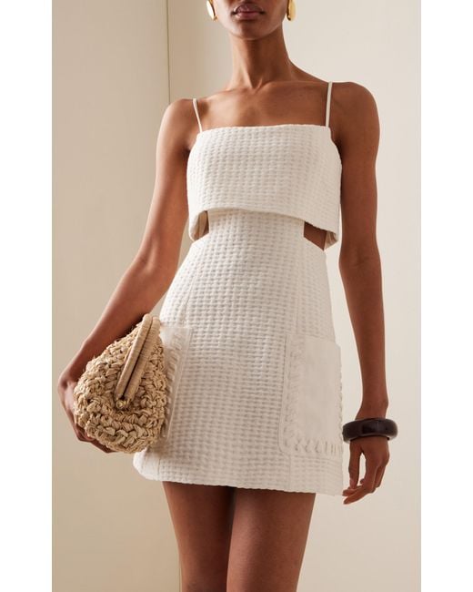 Alexis White Linzy Textured Cotton Mini Dress