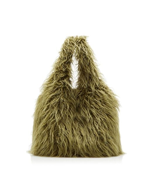 Dries Van Noten Green Faux Fur Tote