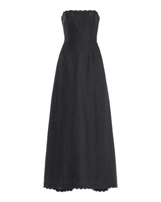 Posse Zayla Strapless Linen Maxi Dress in Black | Lyst