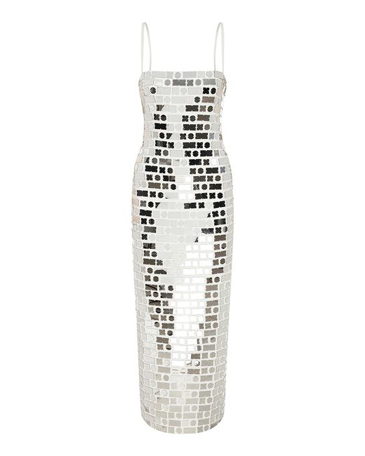 Ila White Exclusive Duffy Mirror-embellished Crepe Midi Dress