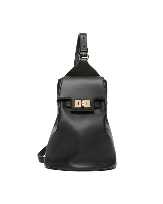 Max Mara Black Calfskin One-Shoulder Margaux Backpack
