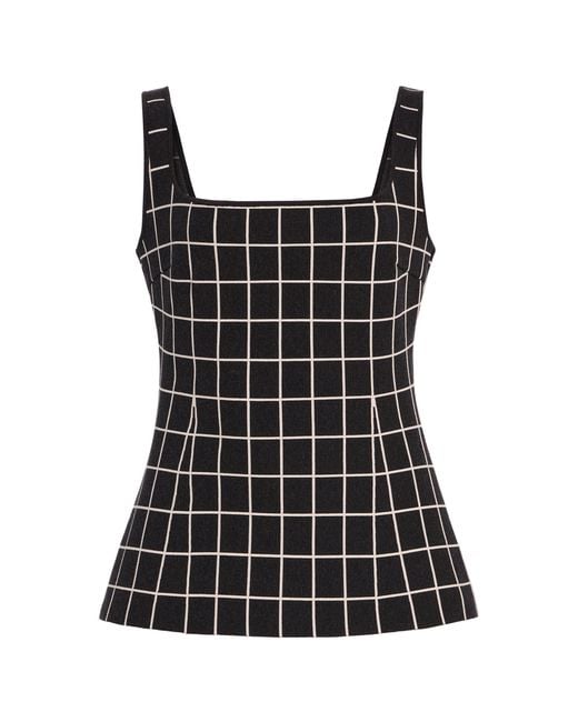 High Sport Black Inna Windowpane Cotton-Blend Knit Top