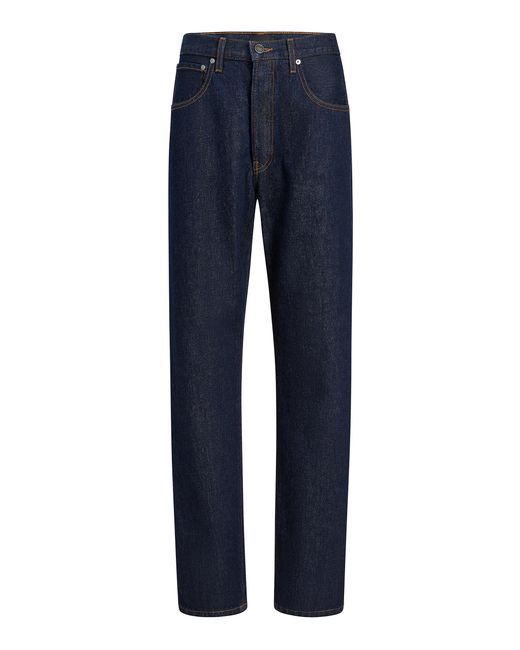 Khaite Blue Fortuna Mid-Rise Denim Straight-Leg Jeans