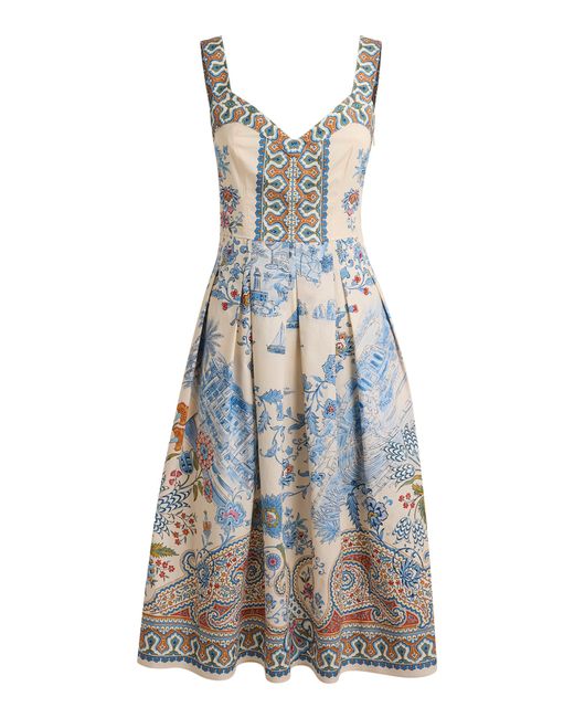 Etro Blue Sleeveless Cotton Midi Dress