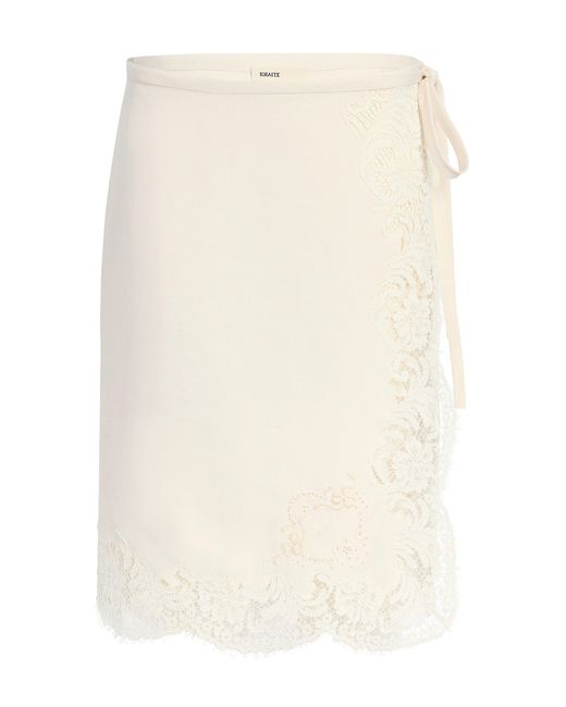 Khaite Natural Apaleen Textured Linen-Blend Midi Skirt