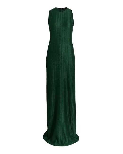 Proenza Schouler Green Lorna Cotton-Blend Striated Suiting Maxi Dress