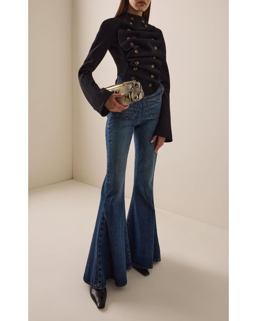 A.W.A.K.E. MODE Black Structured Ruffled Jacket
