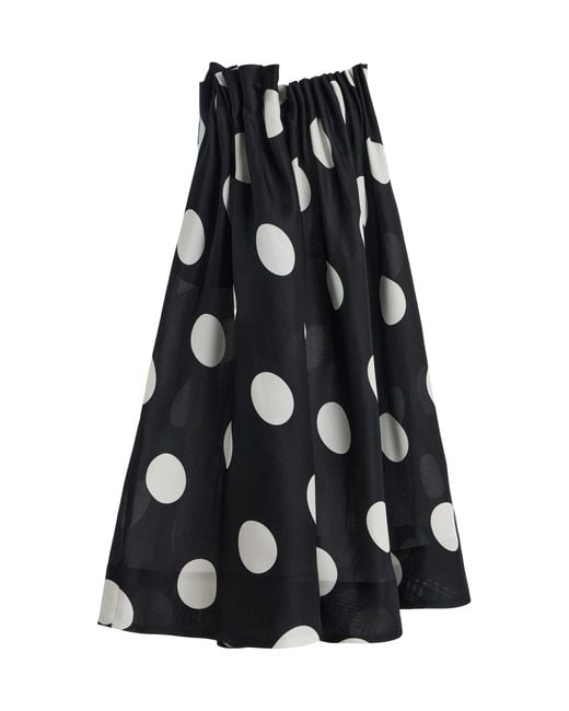 Khaite Black Riley Gathered Silk Gazar Maxi Skirt