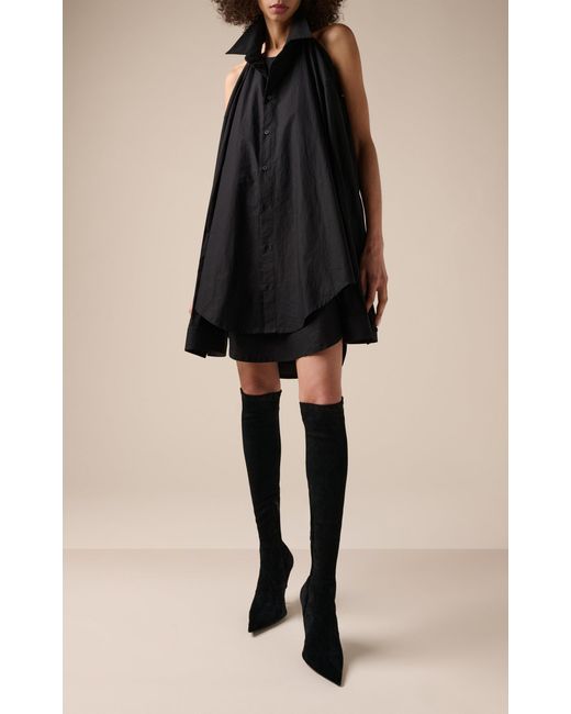 Balenciaga Black Suspended Cotton Mini Shirt Dress