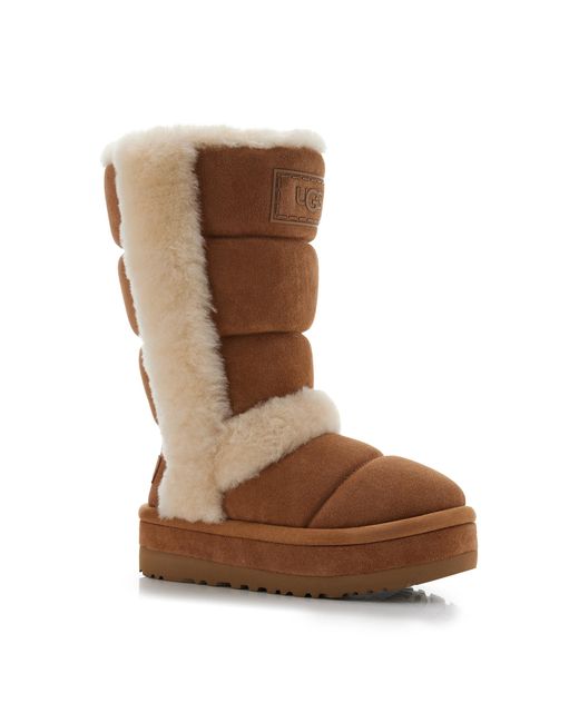 UGG Classic Chillapeak Tall Shearling Platform Boots in Brown | Lyst