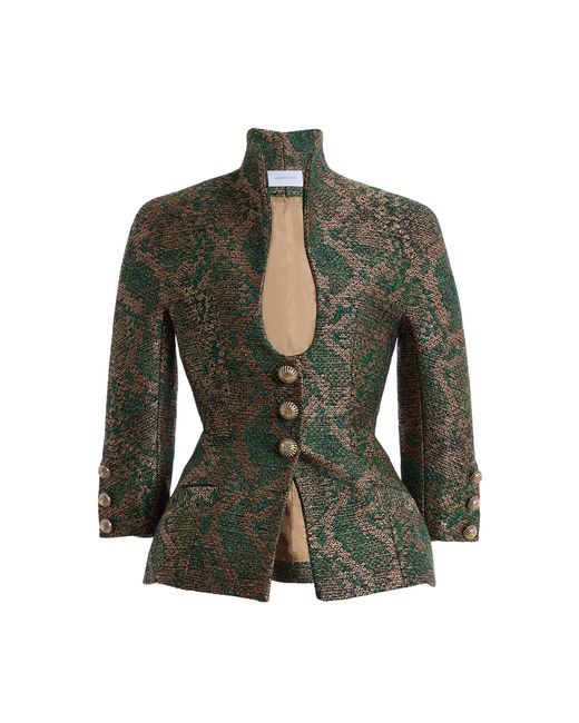 Harithand Green Exclusive Snakeskin Jacquard Jacket