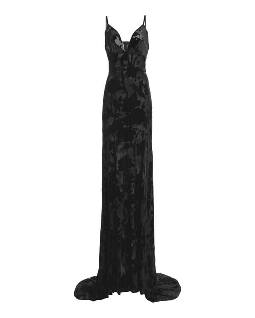 Greta Constantine Black Chealsea Floral Velvet Maxi Dress