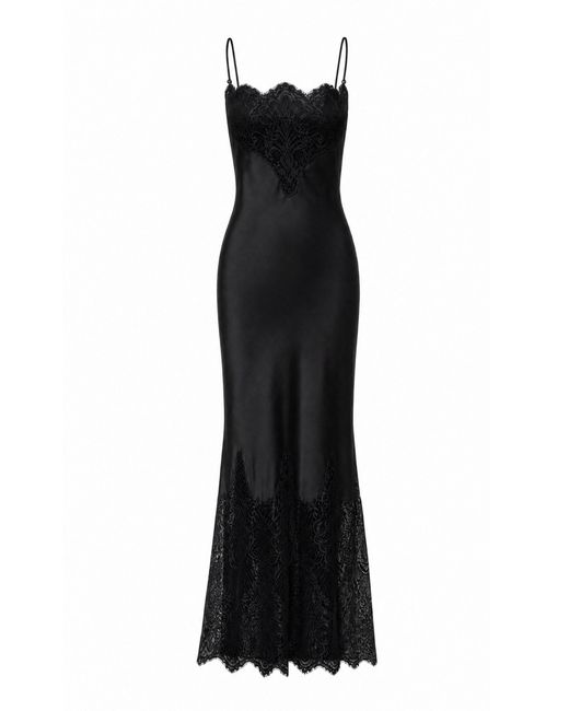 Sleeping with Jacques Black Nadia Silk Lace Maxi Slip Dress