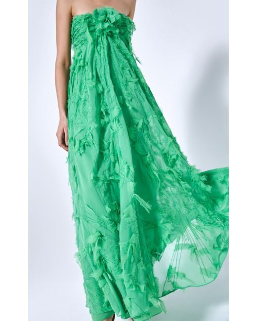 Alexis Green Sole Textured Maxi Dress