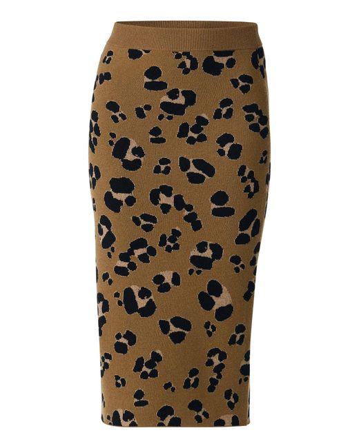Monse Brown Jacquard-Knit Cheetah-Print Cashmere Midi Skirt